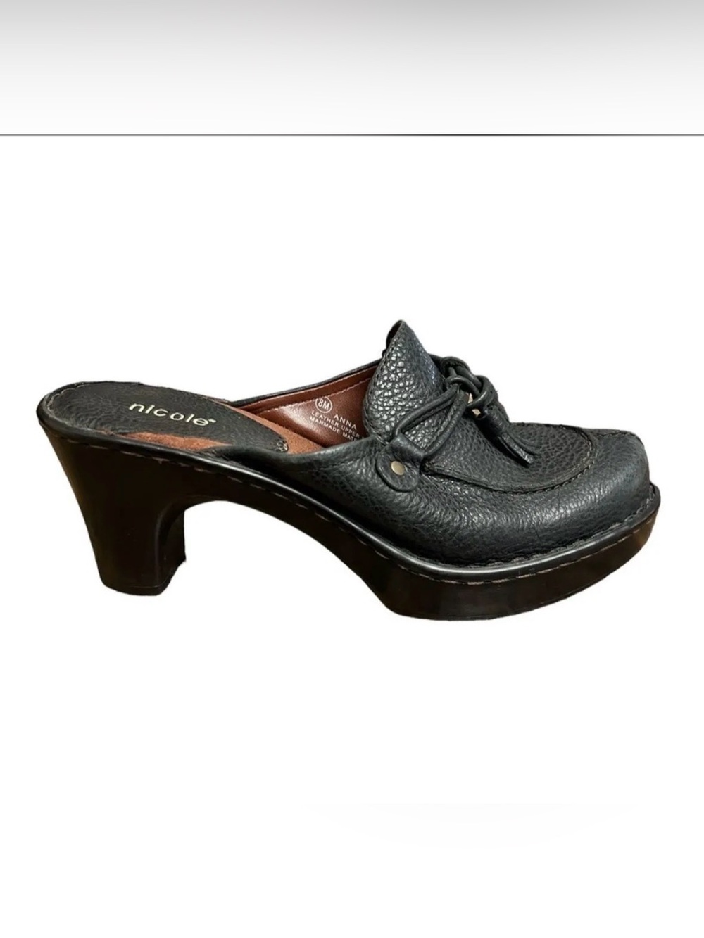 NWOT NICOLE Miller Leather Heeled Clogs // 8